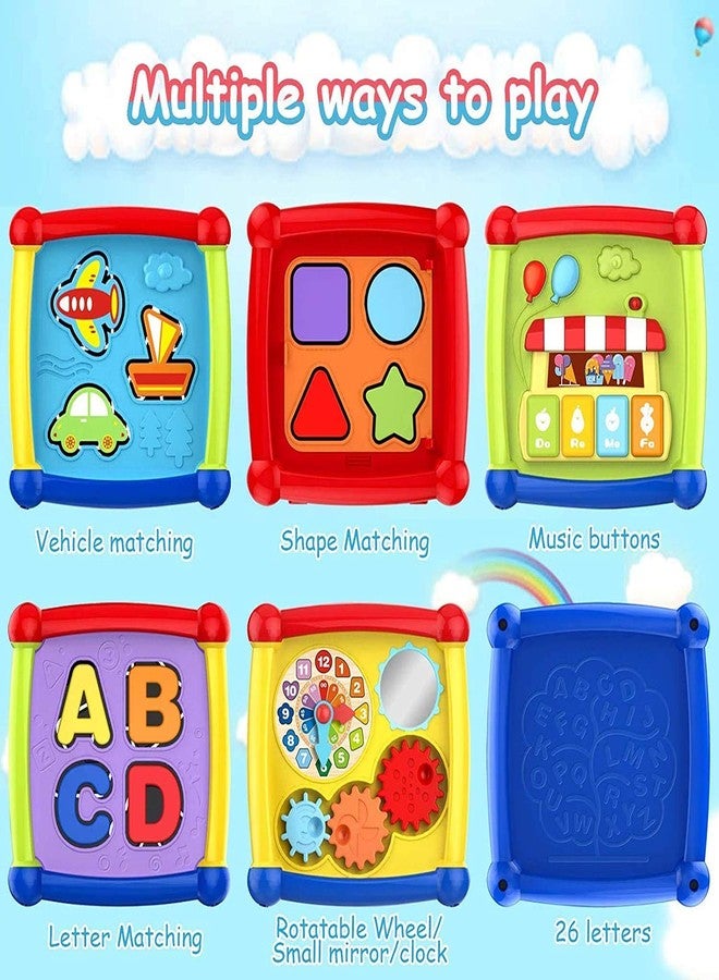 SHIPEASE مكعب أنشطة الأطفال SHIPEASE 6 في 1 يتضمن حروف ABCD، وفرز الأشكال الملونة، وساعة على شكل مركبة، ومفاتيح بيانو، وشجرة حروف الأبجدية، لعبة تعليمية للأطفال - Image 4